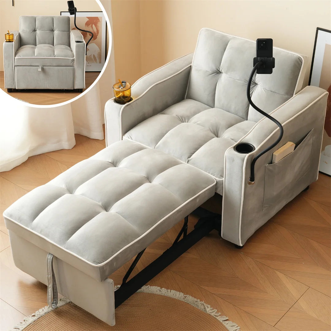 Three-in-one single-bed sofa, soft sleeper sofa, recliner sofa, backrest sofa, suitable for living room, 83*167*76 cm