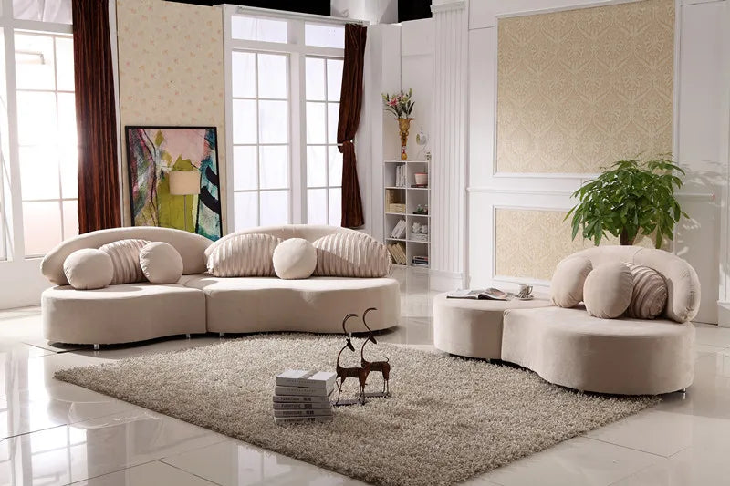 Curved fabric sofa Nordic light luxury personalized creative sofa Modern simple special-shaped living room combination round