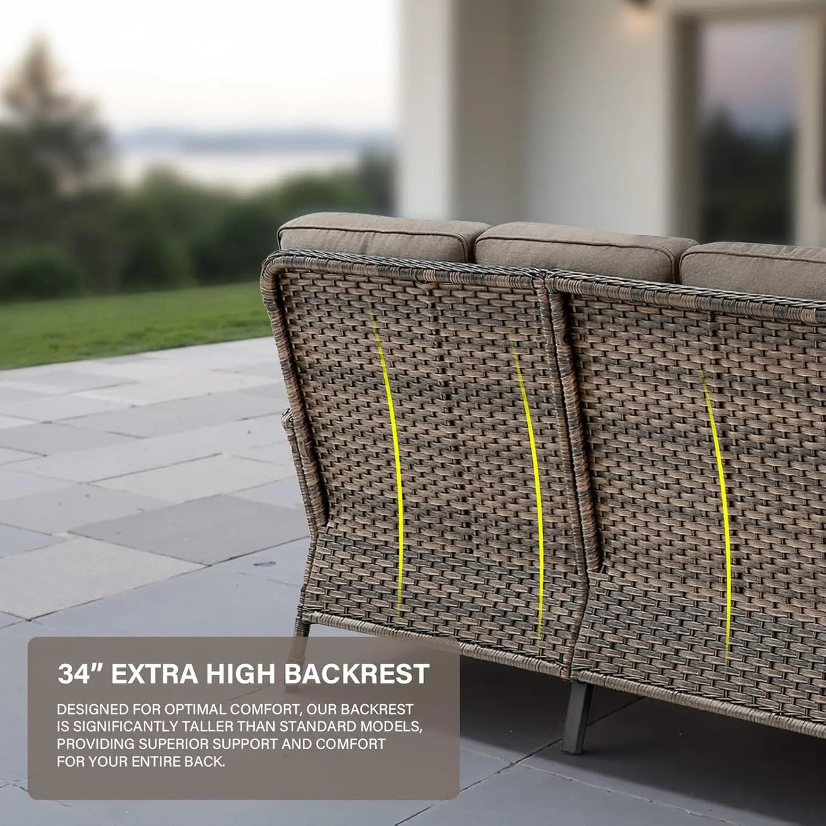 6-Seater Outdoor Sectional Sofa L Shaped Couch Patio Conversation Furniture Set, PE Wicker Patio Sectional Sofa, Customized