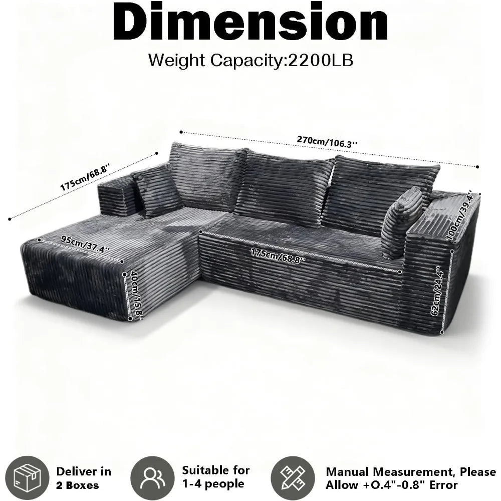 Modular Sectional Sofa Cloud Sectional Couch, 107
