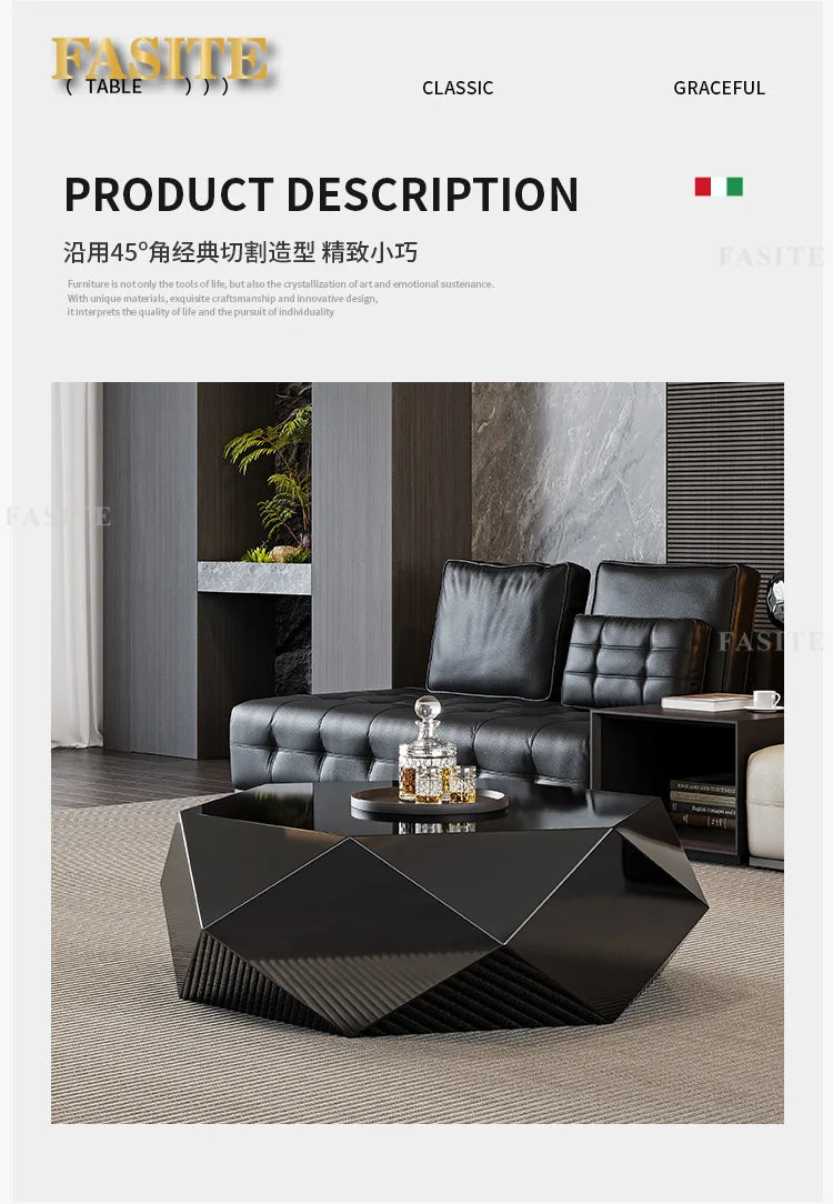 Fashion Italian minimalist gold diamond coffee table designer high-end small apartment modern
