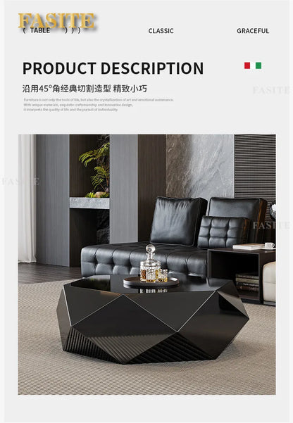 Fashion Italian minimalist gold diamond coffee table designer high-end small apartment modern