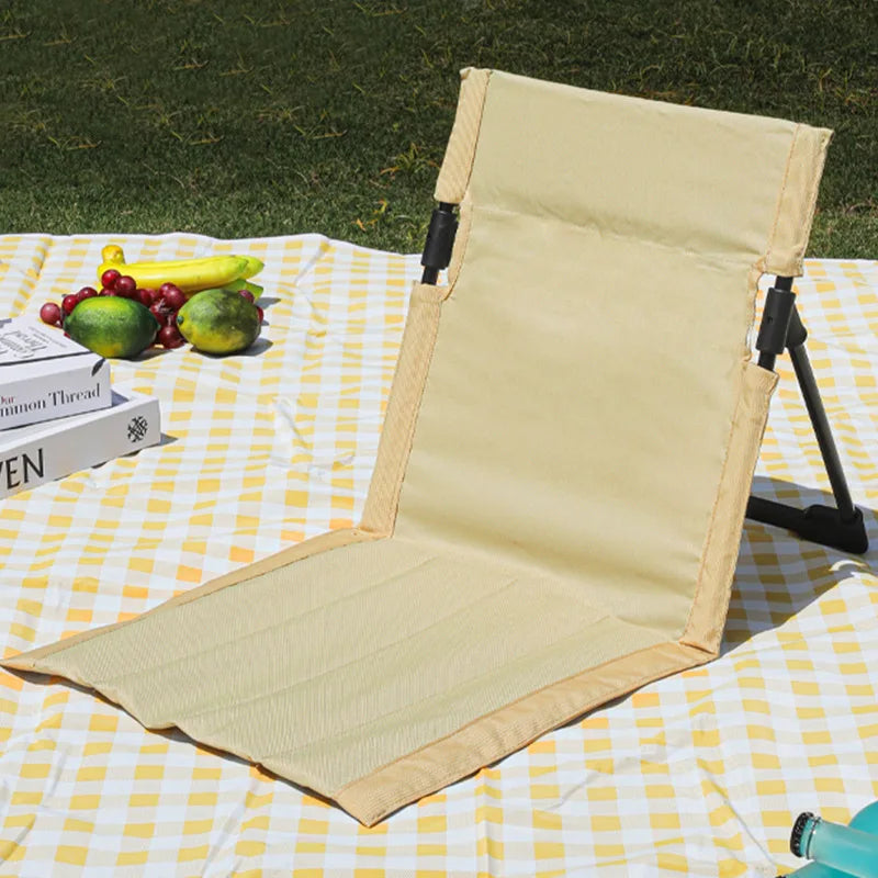 Outdoor Aluminum Alloy Support Pole Lawn Chair Camping Portable Lazy Cushion Extended Folding Backrest Grass Chair