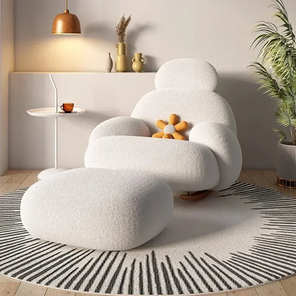 Big white Internet celebrity rocking chair lazy sofa single rocking cream living room lazy chair simple balcony bedroom