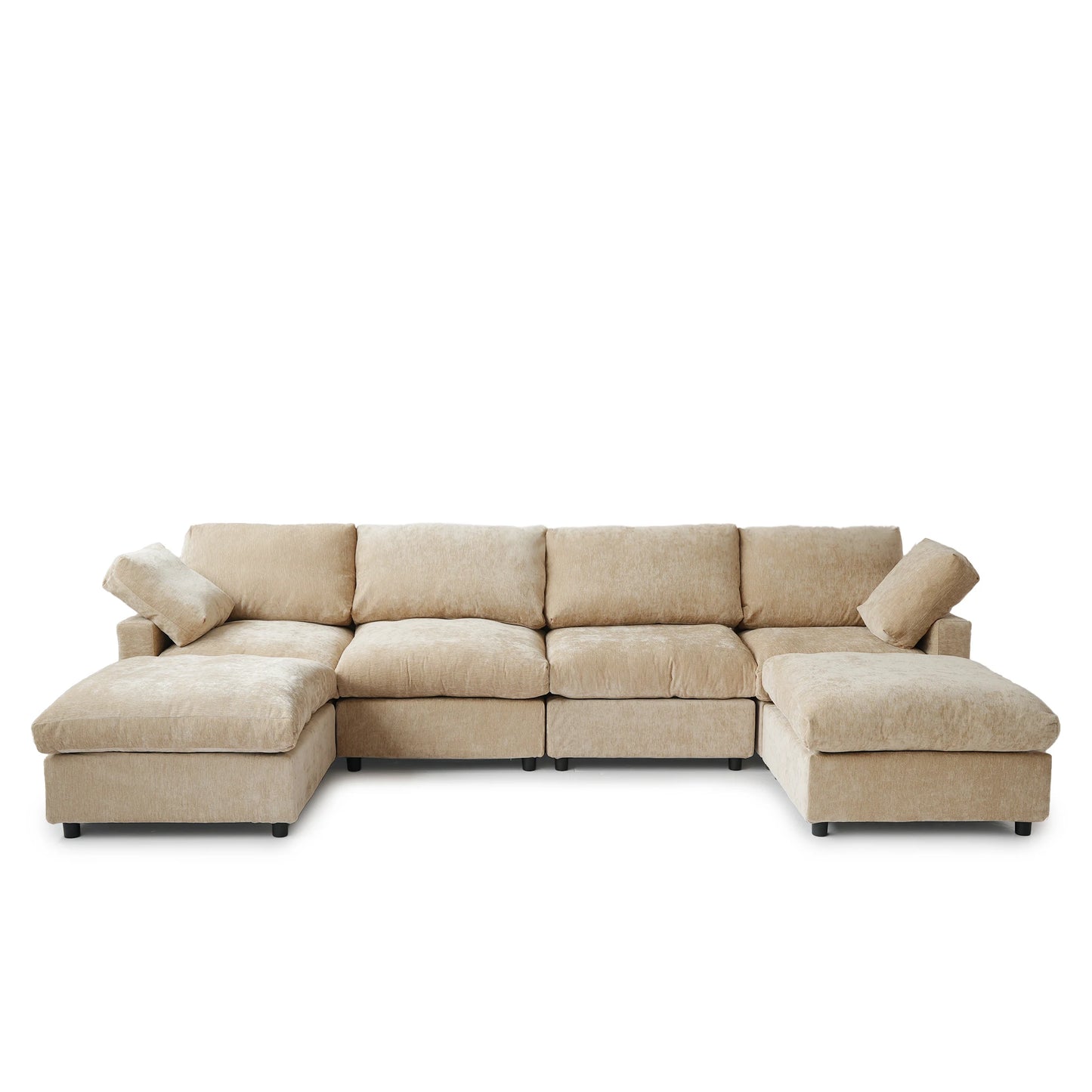 Sdorens Sectional Sofas for Living Room Modern Cloud Couch Chenille U-shaped Modular Sectional Sofa with Reversible Ottomans