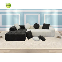 111.2" Modern L-Shaped Sectional Sofa,Modular Velvet Couch with Adjustable Configurations, Soft Melange Fabric,Comfortable