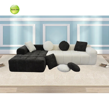 111.2" Modern L-Shaped Sectional Sofa,Modular Velvet Couch with Adjustable Configurations, Soft Melange Fabric,Comfortable