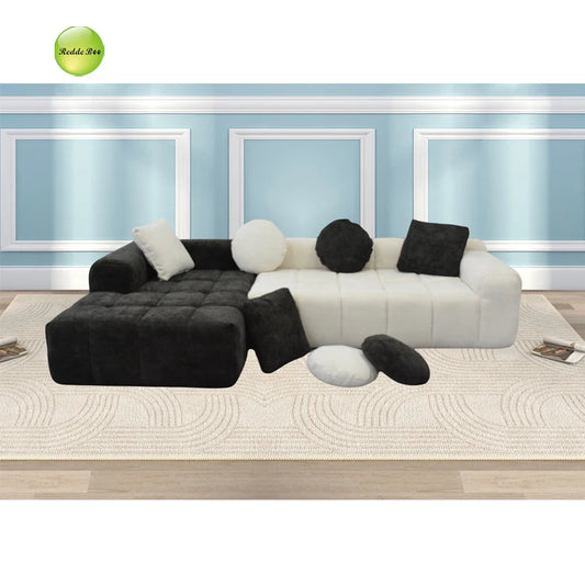 111.2" Modern L-Shaped Sectional Sofa,Modular Velvet Couch with Adjustable Configurations, Soft Melange Fabric,Comfortable