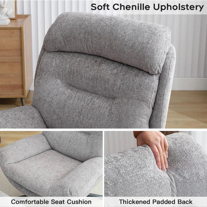 TODRANI 360° Swiveling Tilting Chenille Accent Chair with Ottoman Comfy Modern Armchair for Living Room Reading TV Lounge Chair