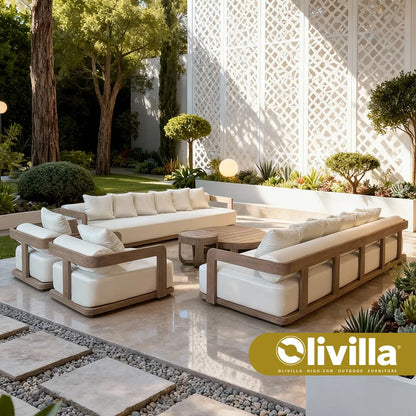 Patio Aluminum Furniture Comfortable Thick Upholstered Cushions Quick Dry StyleSofa Set for Garden Living Room Courtyard