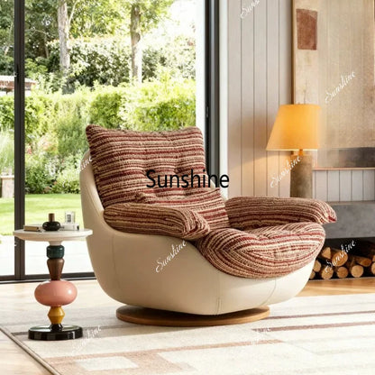 Medieval sofa chair light luxury high-end chair single rotating lazy leisure chair