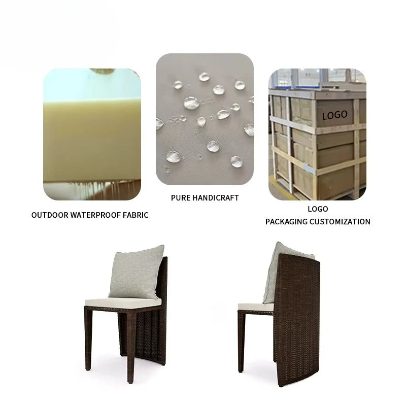 Luxury Round Patio Furniture with Fire Pit Rattan Chairs and Patio Tables Restaurant