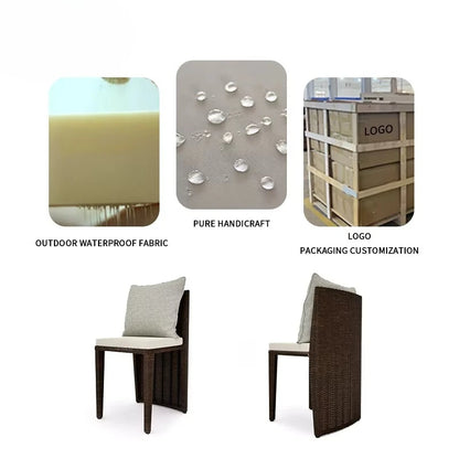 Luxury Round Patio Furniture with Fire Pit Rattan Chairs and Patio Tables Restaurant