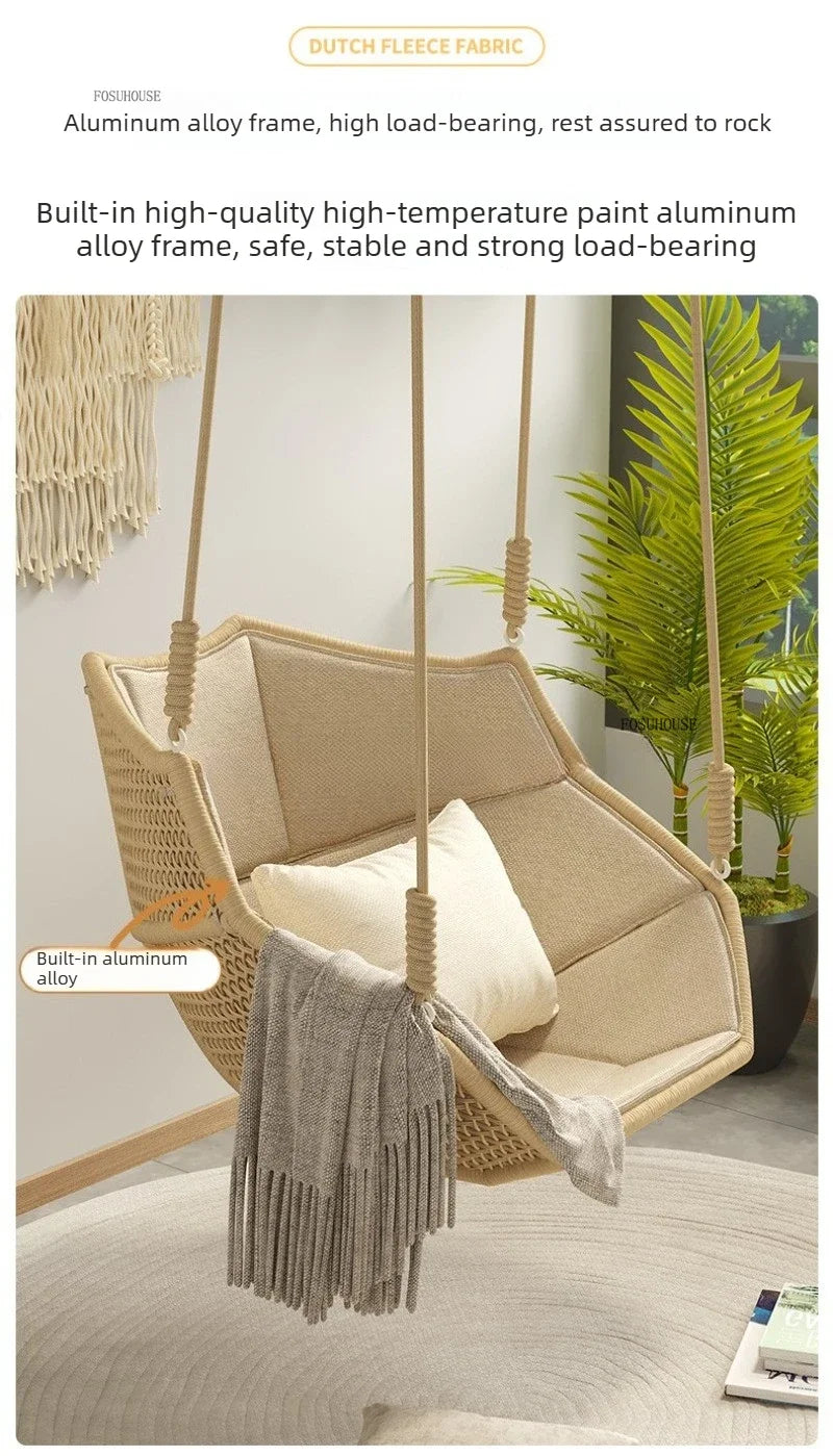 Outdoor Patio Swing Nordic Balcony Rocking Chair Indoor Adult Hanging Chairs Outdoor Single Swing Chairs Modern Hanging Basket Z