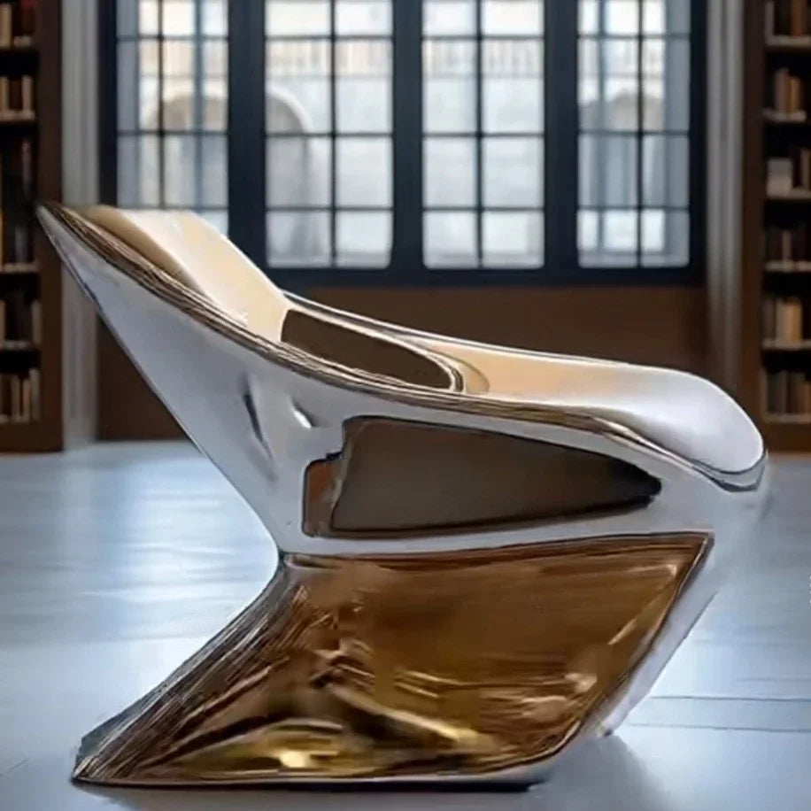 Leisure chair living room balcony single sofa modern negotiation chair bright hollow electroplating chair