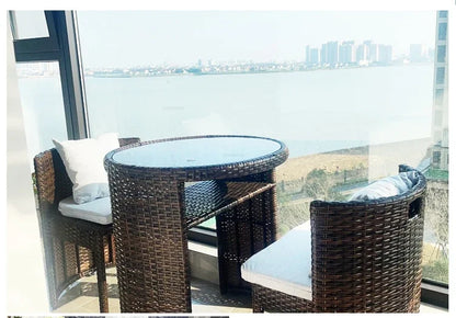Rattan Garden Furniture Sets Balcony Home Table Chairs Storage Leisure Table and Chair Three-piece Set Outdoor Patio Combination