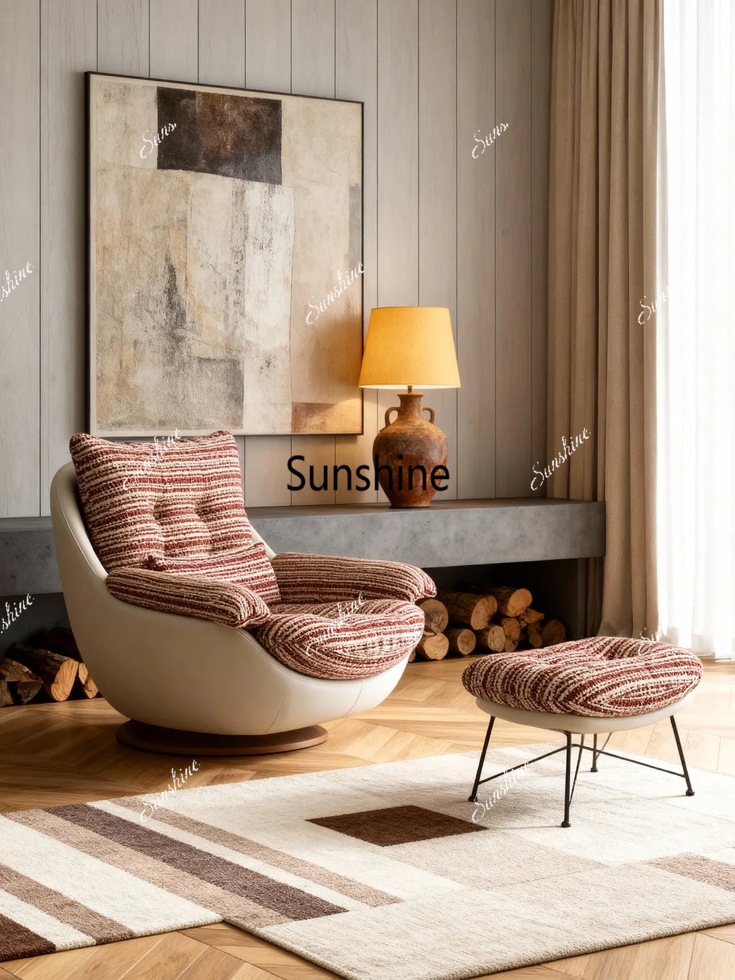 Medieval sofa chair light luxury high-end chair single rotating lazy leisure chair