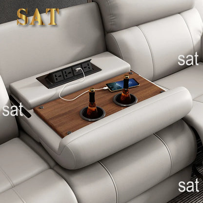Modern 3 Seater Electric Reclining Sectional Sofa High Quality Leather Living Room Set