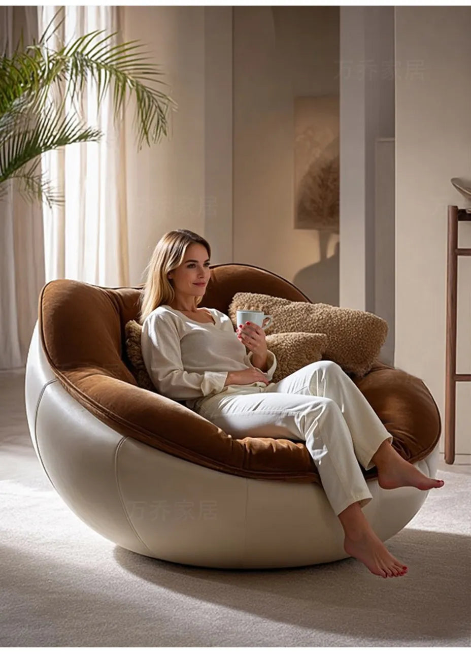Italian minimalist rotating fabric sofa single chair modern minimalist household lazy