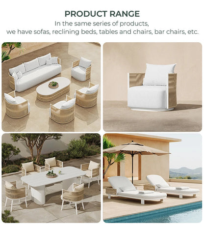 Luxury L-shaped outdoor sofa set Aluminum outdoor garden furniture Hotel terrace Metal outdoor sofa set