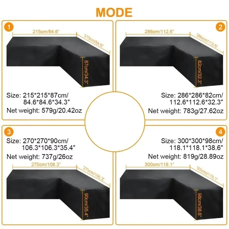 Heavy-Duty Oxford Fabric L- Outdoor Patio Furniture Protector with Adjustable Straps,All-Season Weather-Resistant Design