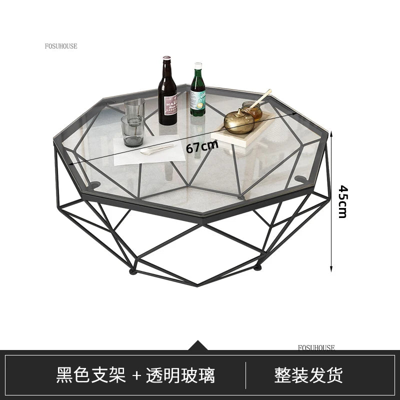Nordic Light Luxury Tempered Glass Coffee Tables Small Apartment Sofa Side Table Simple Iron Corner Table Living Room Furniture