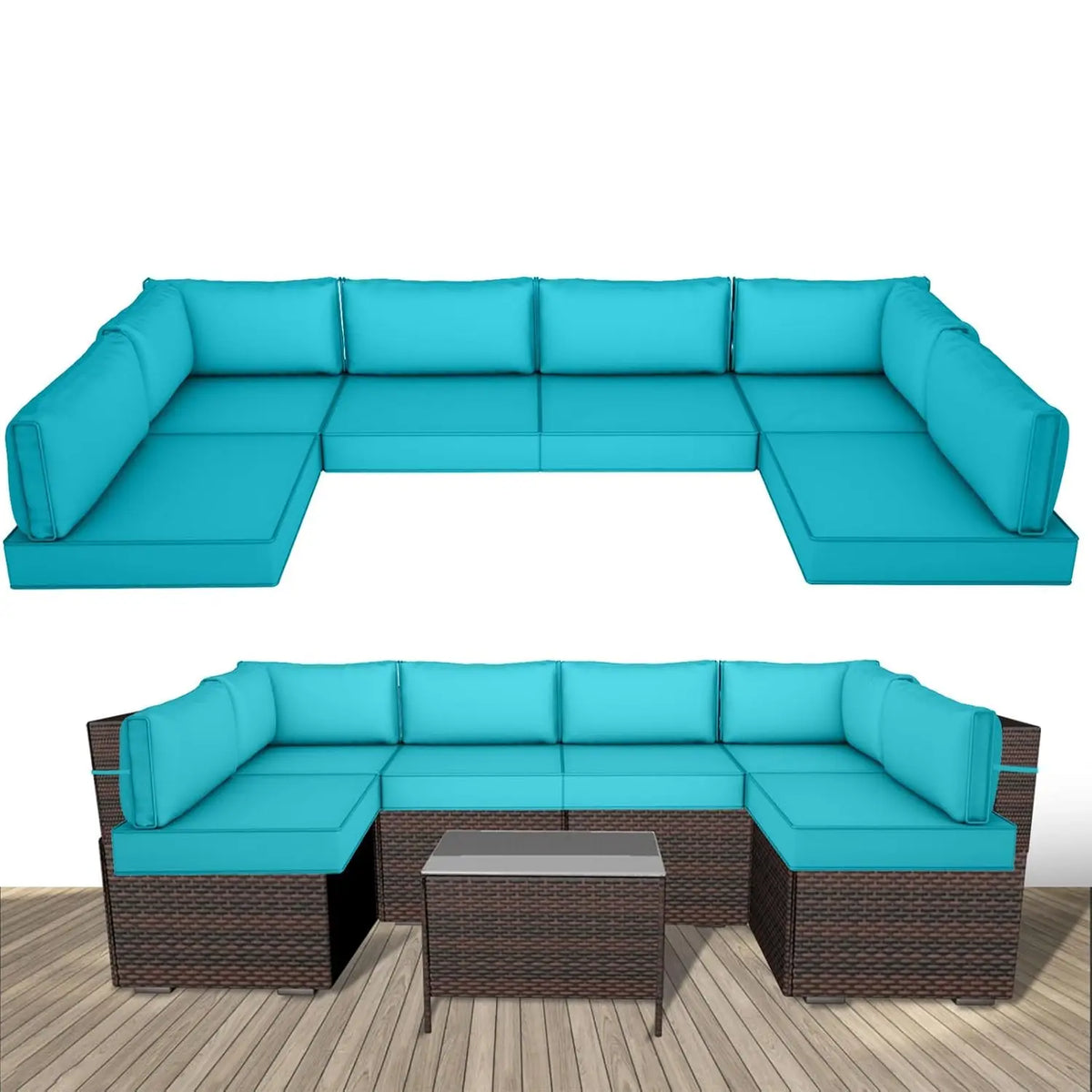 14 Piece Outdoor Replacement Cushions for Patio Furniture, Water-Resistant Sectional Sofa Cushions,Fits 6-seat, Customized