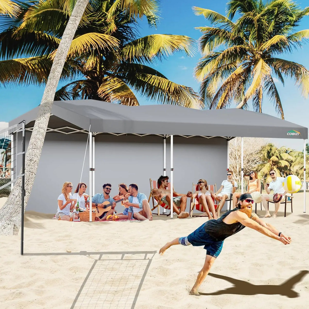 10x30 Pop Up Canopy Tent Waterproof UV50+ with 3 Sidewalls Roller Bag Outdoor Party Commercial Use, Customized