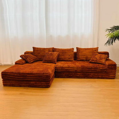Thick Striped Corduroy Fabric Modern Modular Sectional Sofa Couch Set for Home Living Room Apartment Hotel