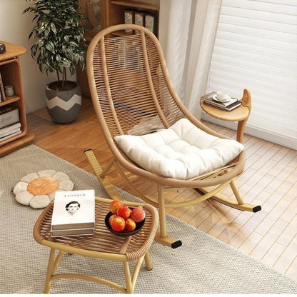 Rattan rocking chair outdoor balcony lounge chair leisure courtyard lazy sofa can lie and sleep outdoor single rattan chair