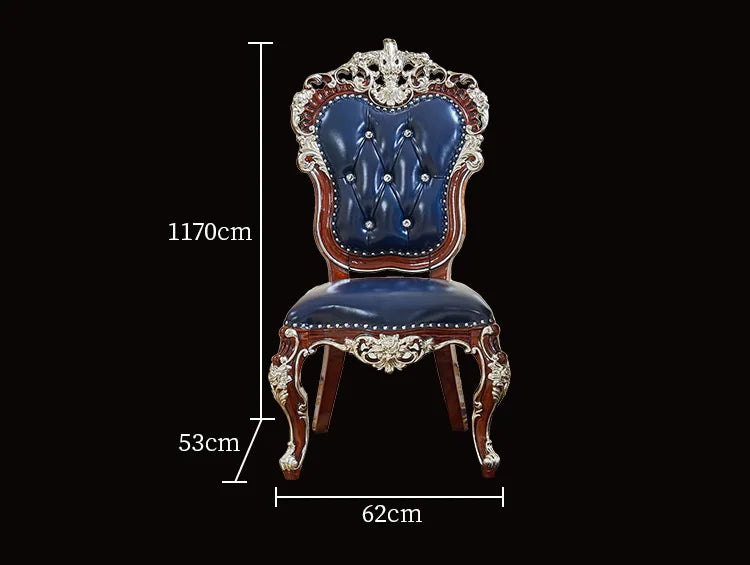 HLZ European Style Dining Table New Luxury High-End Solid Wood Home Marble French Retro Table and Chair Set Villa