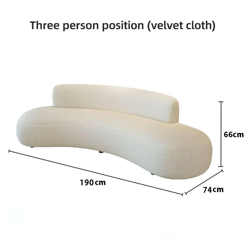 Comfort Beige Lamb Fleece Sofa with Soft Sponge Cushion Modern Sturdy Wooden Frame Living Room Couches Office Hotel Lounge Sofas