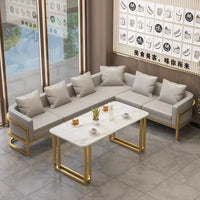 Linlamim Fabric Sofa Set Furniture Living Room Sofa Set with Desk and Stools / Big U Shape Cloth Couch Sofas for Home Furniture
