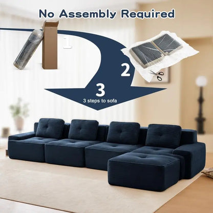 Cloud Modular Sectional Sofa with 2 Storage Ottomans 160.6" Down Filled Comfort U Shaped Sofa Minimalist Wide Deep Seat Couch