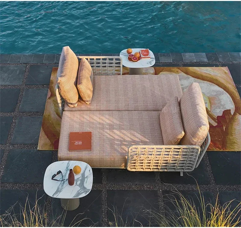 Nordic Designer Outdoor Garden Sofas Villa Leisure Area Lazy Sofa Home Balcony Sofa Chair Combination Luxury Outdoor Furniture L