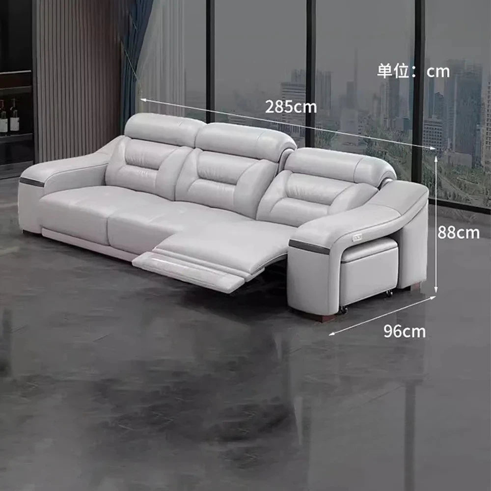 MINGDIBAO Genuine Leather Living Room Sofa Set Power Reclining Couch Electric Recliners with Stool Seating Room, Sofa Reclinable