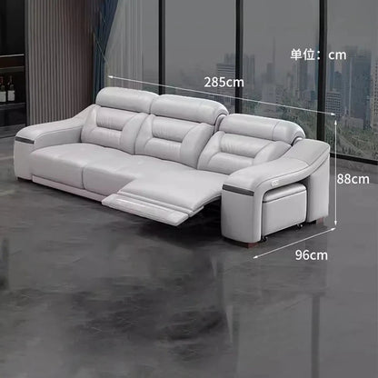 MINGDIBAO Genuine Leather Living Room Sofa Set Power Reclining Couch Electric Recliners with Stool Seating Room, Sofa Reclinable