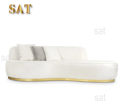 Italian Designer Luxury Living Room Sofa Set Villa Modern Couch Metal Base Velvet Curved Home Hotel Living Room Furniture
