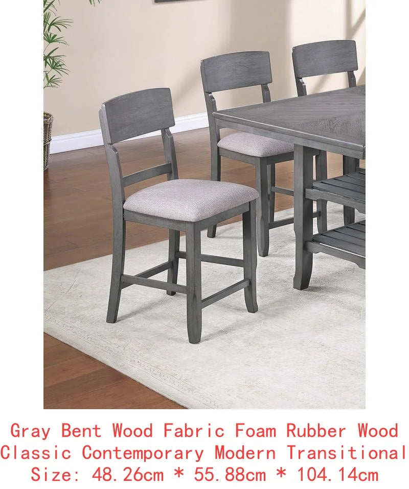 Classic 7-Piece Counter Height Dining Set with Antique White and Gray Table, Lazy Susan, Built-in Leaf, and 6 High Chairs for