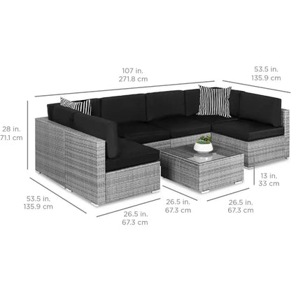 # Outdoor Furniture 7Piec Sets W/2Pillows, Coffee Table, Cover Included, Wicker Conversation Couch Set, Patio Furniture Set #