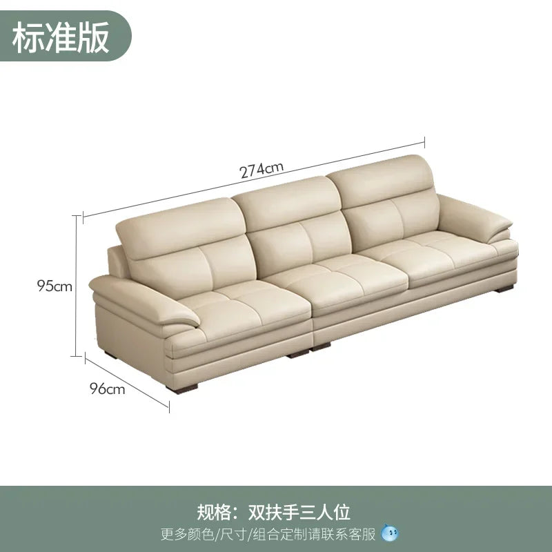 G80 Leather sofa modern simple living room first layer cowhide combination latex straight row corner