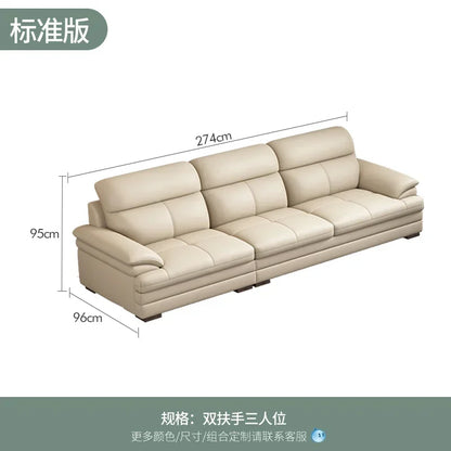 G80 Leather sofa modern simple living room first layer cowhide combination latex straight row corner