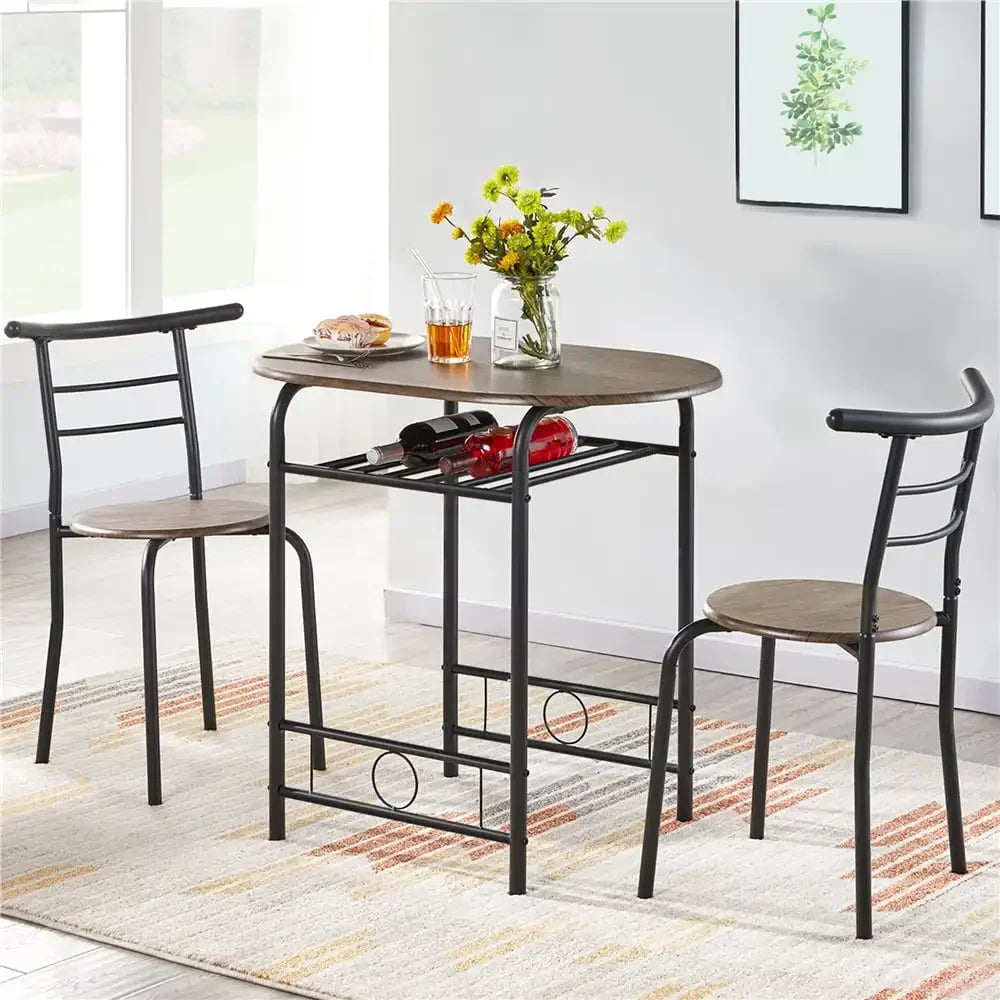 Alden Design Modern Dining Set 3pcs round Table And 2 Chairs Multiple Colors Available for Kitchen Room Furniture
