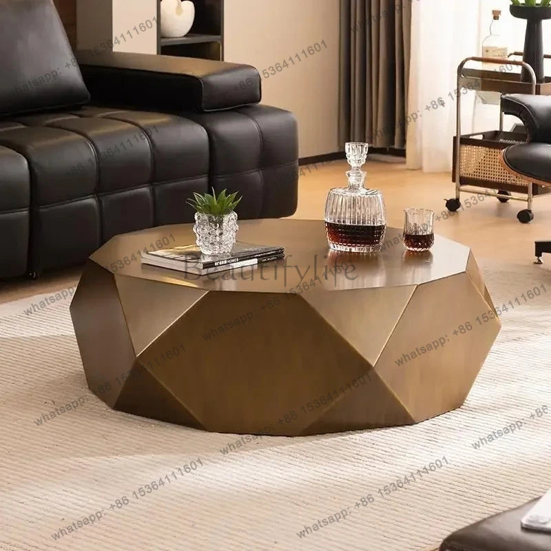 D36Light luxury modern simple living room home new designer special-shaped stainless steel creative coffee table