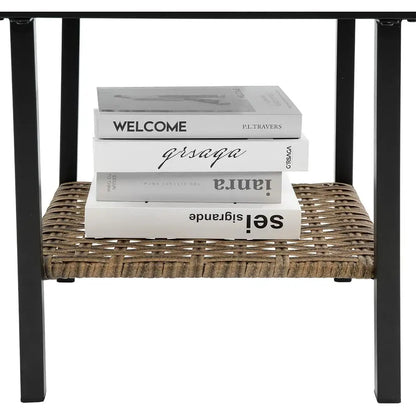 Grey Cushioned Wicker Patio Furniture Set with 3 Rocking Chairs and Coffee Table for Garden, Lawn, and Backyard
