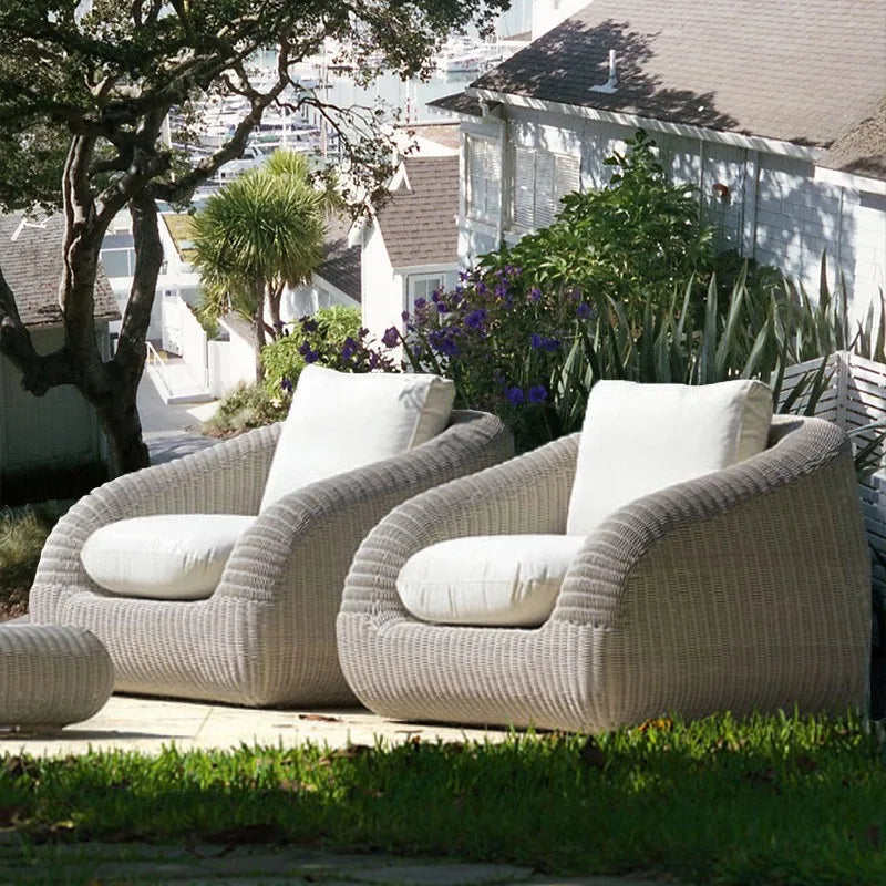 Outdoor courtyard rattan sofa rattan chair leisure sun room outdoor garden terrace round rattan sofa chair open-air furniture