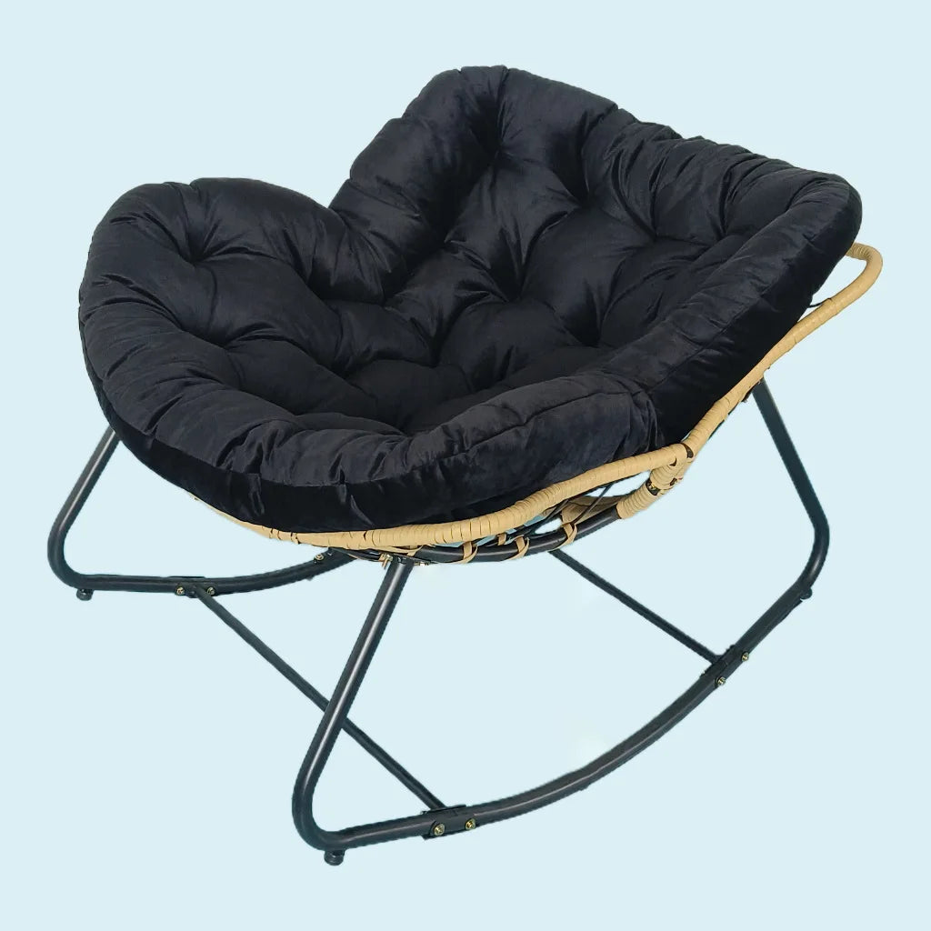 PE Rattan Weave Rocking Chair Lie Down or Sleep Lunch Break Chair Living Room Balcony Chaise Longue Adult Kid Recliner Lazy Sofa