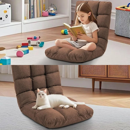 Folding Floor Chair with Back Support, 14 Adjustable Positions, Breathable Padded Sleeper Bed, Couch Recliner, Gaming Sofa Chair