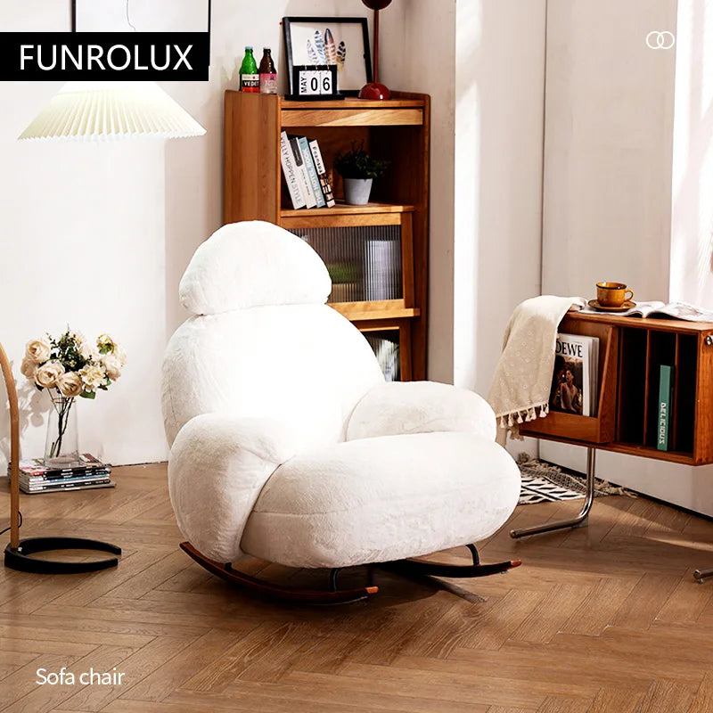 Simple Leisure Chair Great White Rocking Chair Living Room Small Sofa Hotel Club Leisure Chair Study Chair Living Room Chair