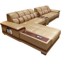 Leather sofa simple modern small apartment leather art corner furniture large combination package